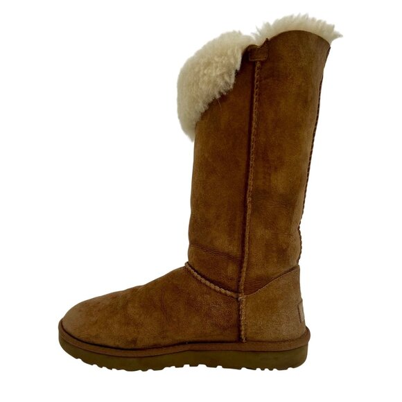 UGG Bailey Button Triplet 1873 Chestnut Sheepskin Tall Boots | Casual Winter 7 - Picture 7 of 16